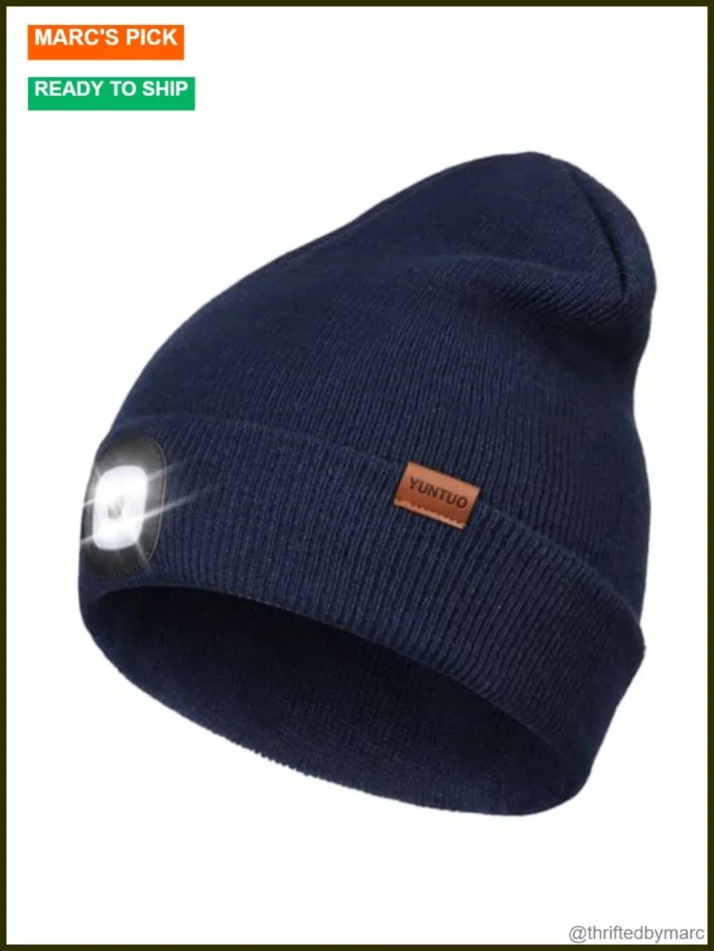 Unisex USB Rechargeable LED Beanie with Light Hands Free Headlamp Winter Knit